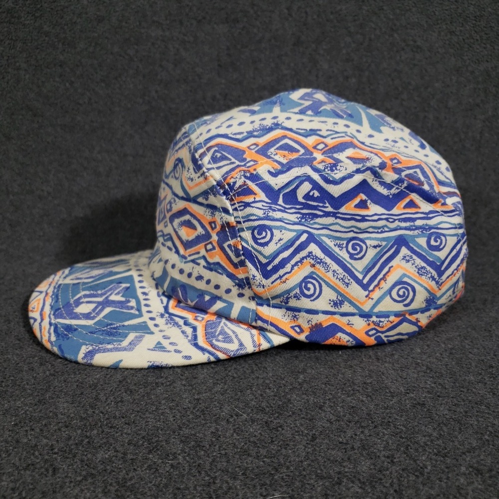 Vintage 80's Elastic 5 Panel Hat One Size 80's Design Tribal Cap‎ USA Made Aztec - Picture 3 of 8